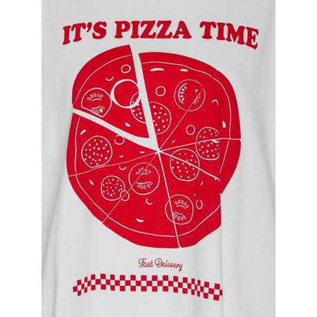 T-shirt en coton blanc avec flocage avant une coupe oversize et un col rond - Image 3