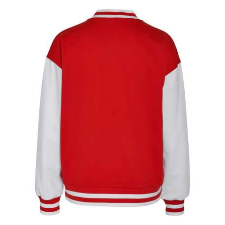 Cardigan zippé rouge et blanc avec une coupe oversize et un col teddy - Image 2