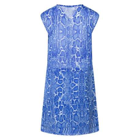 Robe courte bleue électrique imprimée peau de serpent avec une coupe droite - Image 2
