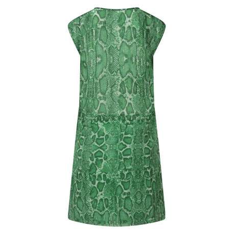 Robe courte verte imprimée peau de serpent à coupe droite et sans manches - Image 2
