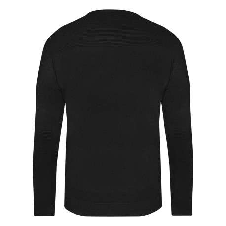 Pull noir uni avec une coupe droite un col rond et des manches longues - Image 2