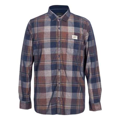Chemise en coton à carreaux multicolores à coupe droite et un col français