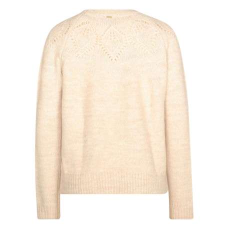 Pull écru en maille torsadée sur le torse avec une coupe droite et un col rond - Image 2