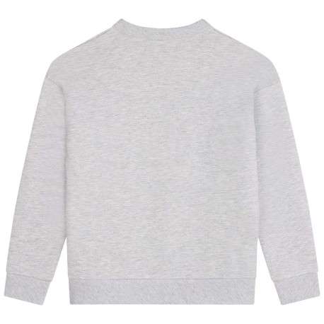 Sweat en coton mélangé gris uni avec une coupe droite et logo iconique - Image 2