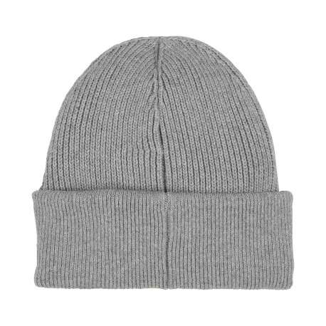 Bonnet en coton gris clair uni avec un revers et nom de la marque - Image 2