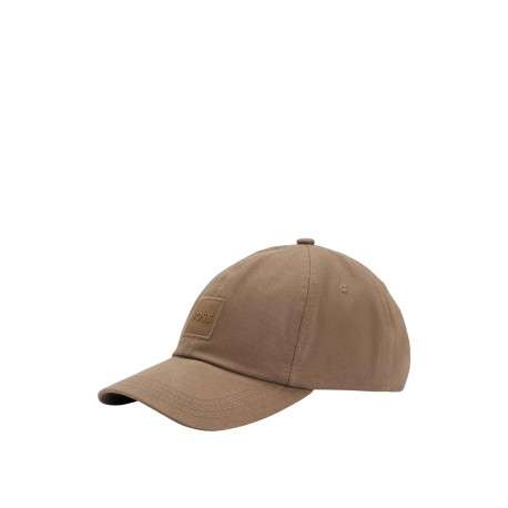 Casquette en coton camel unie à coupe strapback avec un patch logo de la marque - Image 3