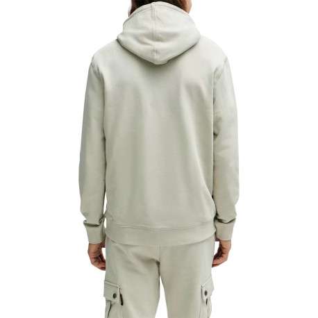 Sweat à capuche en coton beige uni à coupe droite avec une grande poche - Image 2