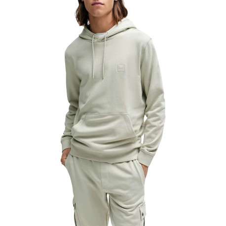 Sweat à capuche en coton beige uni à coupe droite avec une grande poche - Image 4