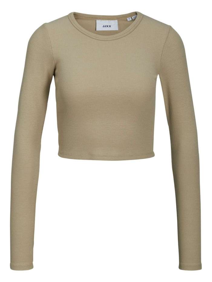 Top en coton taupe uni avec...