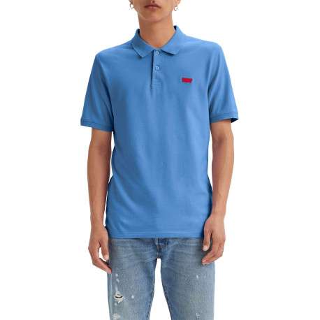 Polo en coton bleu en maille piquée avec une coupe slim et un col boutonné - Image 2