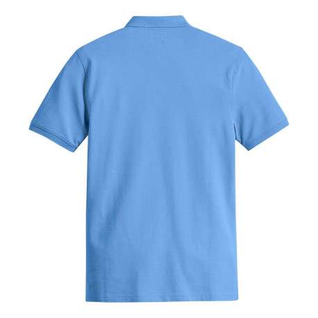 Polo en coton bleu en maille piquée avec une coupe slim et un col boutonné - Image 4