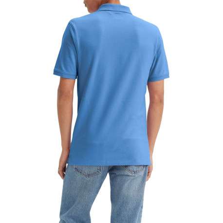 Polo en coton bleu en maille piquée avec une coupe slim et un col boutonné - Image 5