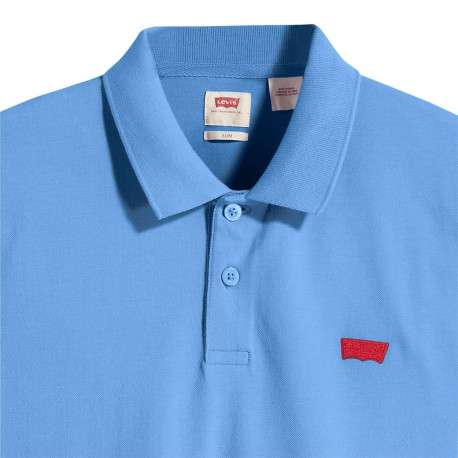 Polo en coton bleu en maille piquée avec une coupe slim et un col boutonné - Image 6