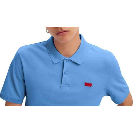 Polo en coton bleu en maille piquée avec une coupe slim et un col boutonné - Image 7