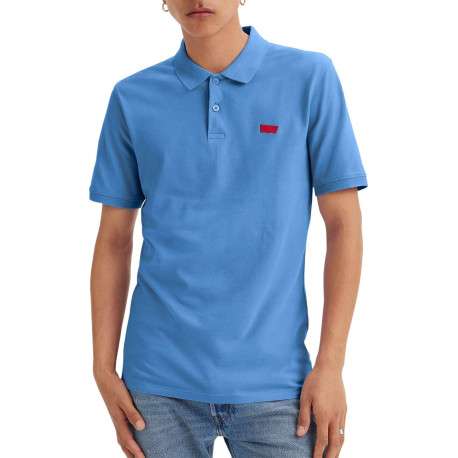 Polo en coton bleu en maille piquée avec une coupe slim et un col boutonné - Image 8