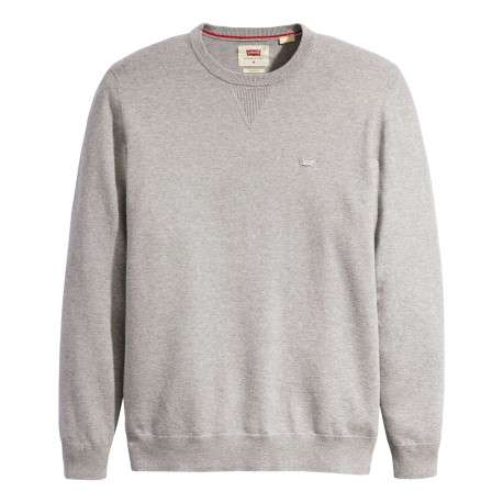 Pull gris uni avec une coupe droite un col rond et des manches longues