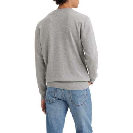 Pull gris uni avec une coupe droite un col rond et des manches longues - Image 3