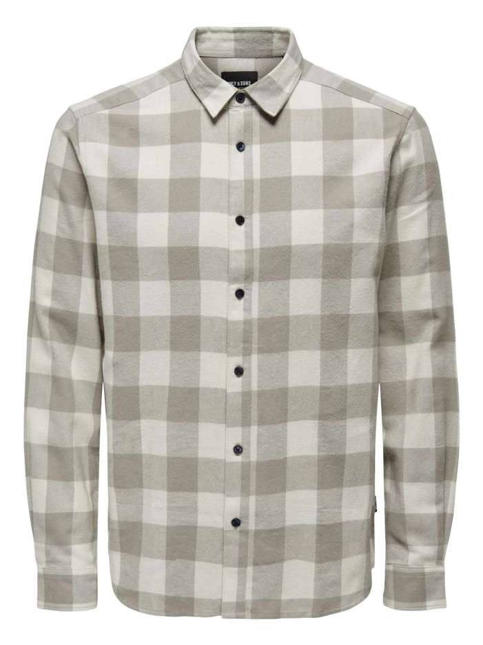 Chemise en coton beige à...