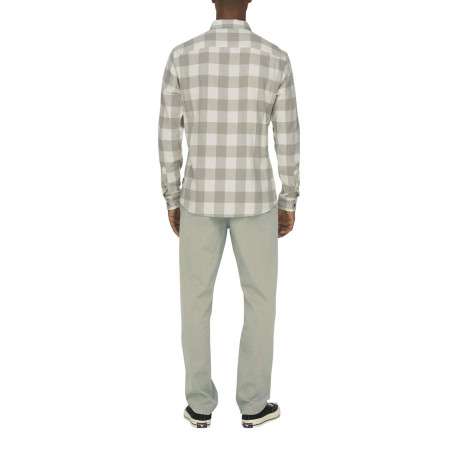Chemise en coton beige à carreaux avec une coupe droite et un col français - Image 3