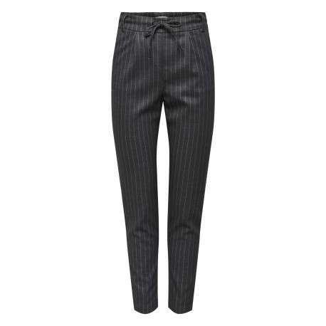 Pantalon anthracite uni avec une coupe droite et un lien de serrage