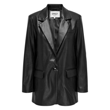 Blazer noir uni avec une coupe droite à col français et des manches longues