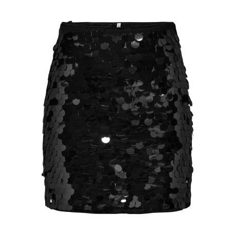 Jupe courte noire unie avec une coupe droite et une fermeture zippée