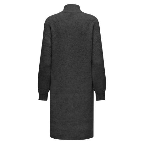 Robe courte anthracite unie avec une coupe droite à col montant - Image 2