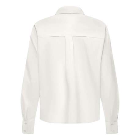 Blouse en coton blanche unie avec un col français et une fermeture boutonnée - Image 2
