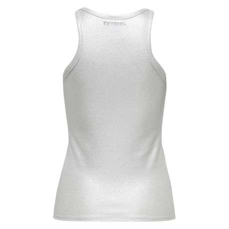 Débardeur en coton argent uni avec une coupe droite et un col rond - Image 2