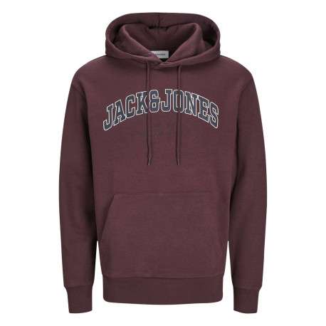Sweat à capuche en coton mélangé bordeaux uni à coupe droite imprimé