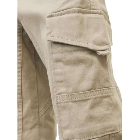 Cargo en coton biologique beige uni à coupe slim fit et à taille mi-haute - Image 3