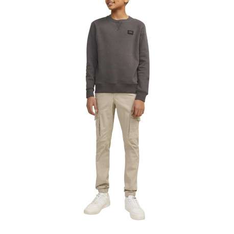 Cargo en coton biologique beige uni à coupe slim fit et à taille mi-haute - Image 7