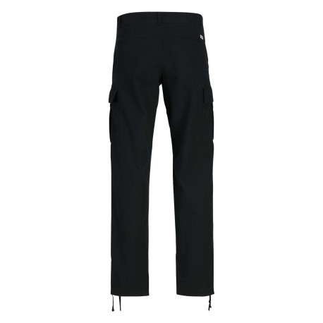 Cargo en coton noir uni avec une coupe droite et une taille mi-haute - Image 2