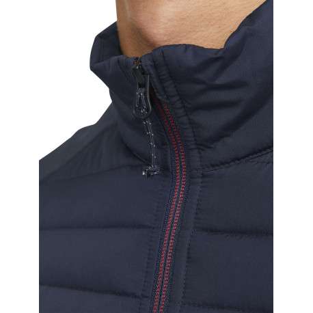 Veste bleue marine matelassée avec une coupe droite et un col montant à zip - Image 3