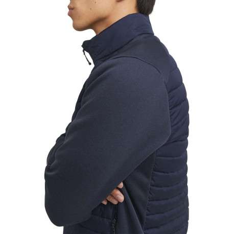 Veste bleue marine matelassée avec une coupe droite et un col montant à zip - Image 5