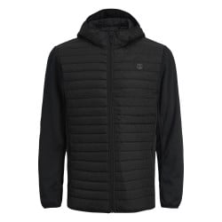 Blouson à capuche noir matelassé à manches longues et à fermeture zippée