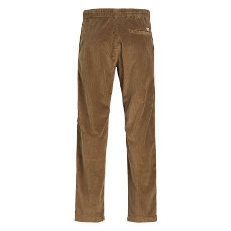 Pantalon en coton camel en velours côtelé à coupe droite avec cordon de serrage - Image 10