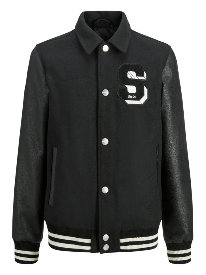 Veste noire bi-matière avec...