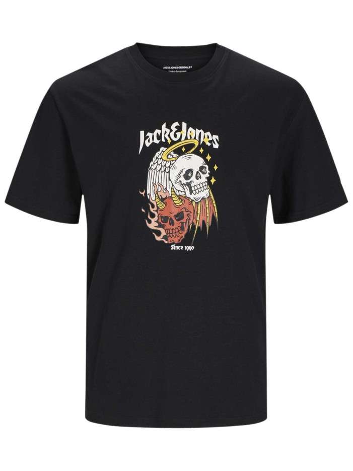 T-shirt en coton noir uni...