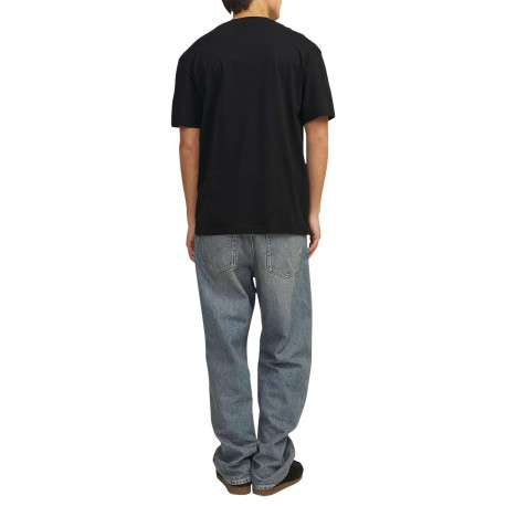 T-shirt en coton noir uni coupe droite avec imprimé tête de mort - Image 2