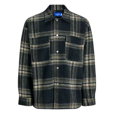 Chemise verte à carreaux avec une coupe droite et des manches longues