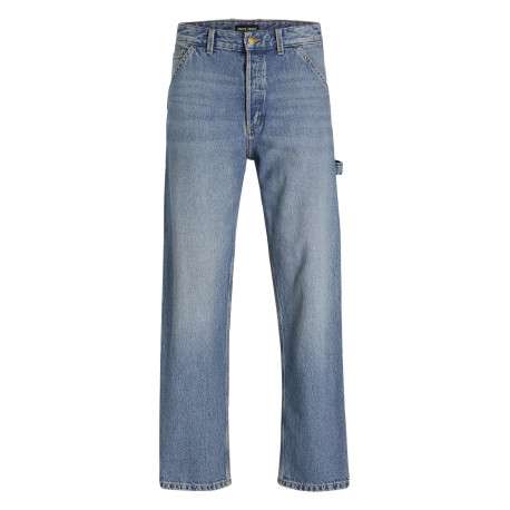 Jean bleu effet délavé avec une coupe regular fit et une taille haute