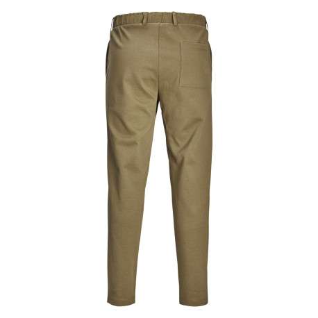 Pantalon chino en coton mélangé taupe uni à coupe slim et à taille mi-haute - Image 2