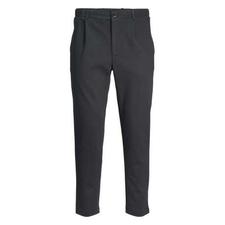 Pantalon chino en coton mélangé bleu marine uni avec une coupe slim