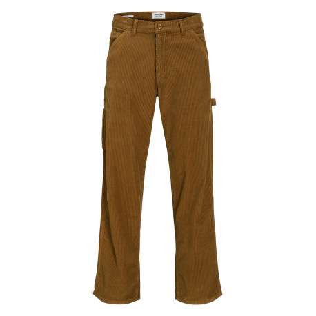 Pantalon chino en coton camel en velours côtelé avec une coupe loose
