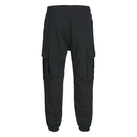 Jogging cargo en coton noir uni à coupe droite et à taille mi-haute avec cordon - Image 2