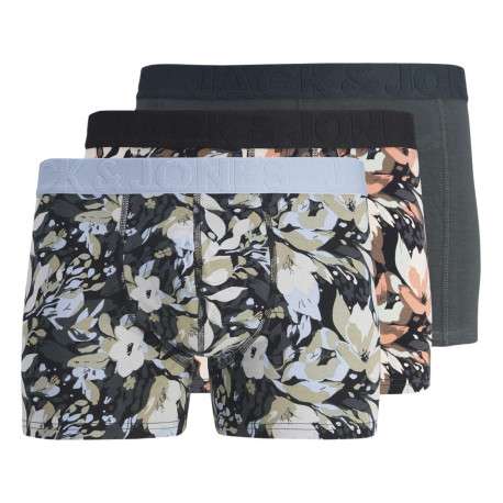 Lot de 3 boxers classiques en coton multicolore fleuris à coupe fermée