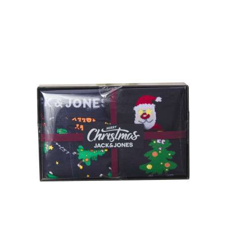 Coffret de Noël chaussettes et boxer en coton bleus nuit à motifs de Noël - Image 5