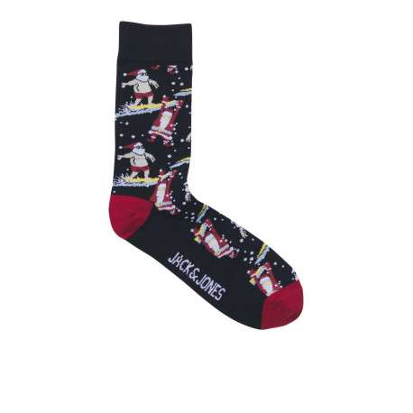 Coffret de Noël chaussettes et boxer en coton bleus nuit à motifs père Noël - Image 3