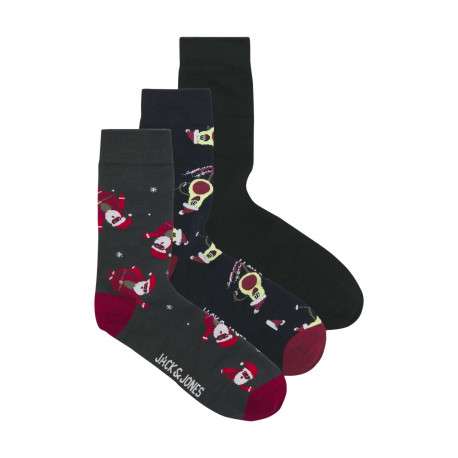 Lot de 3 paires de chaussettes hautes en coton mélangé bleues nuit imprimées